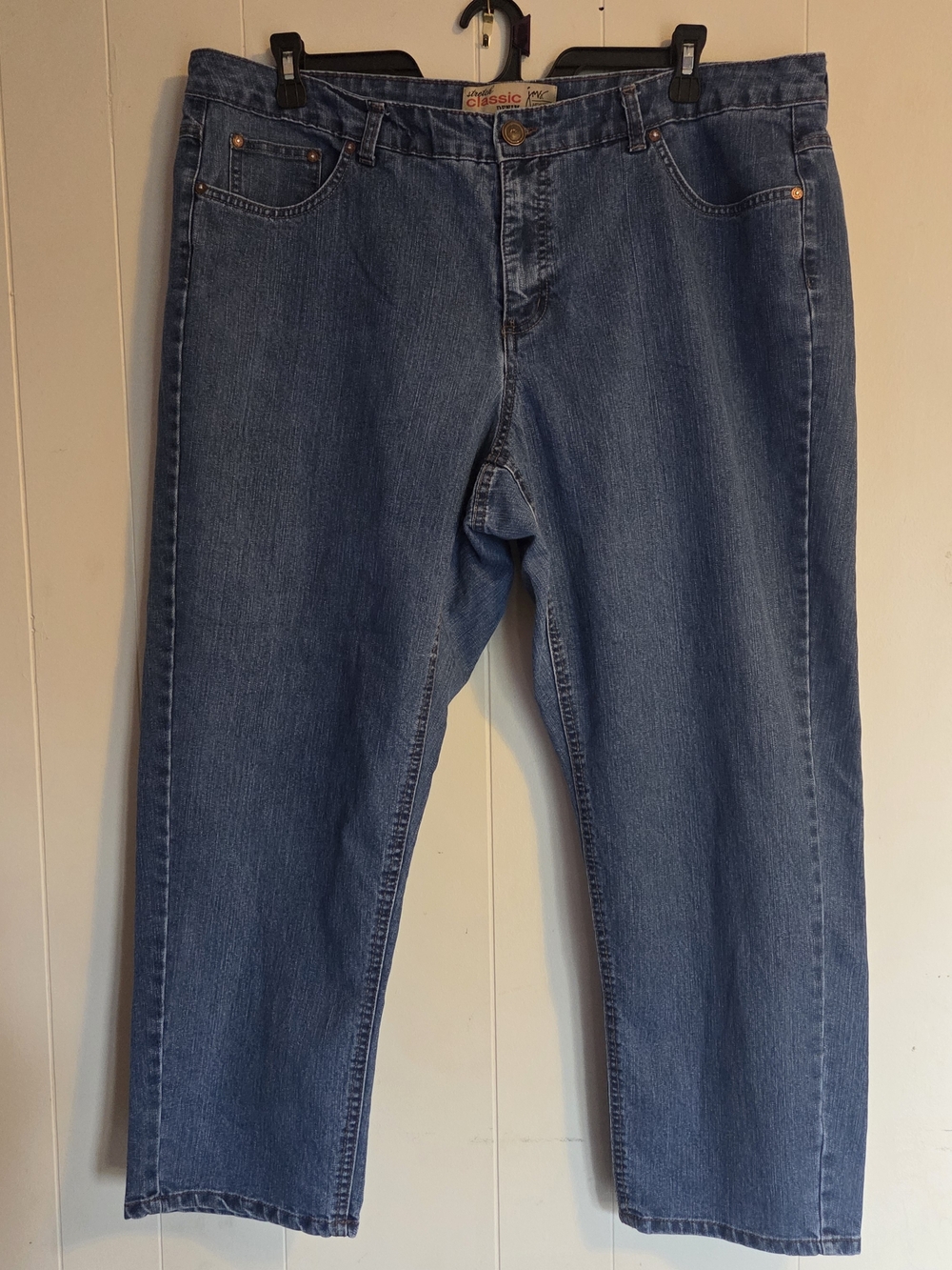 Just My Size Women's Straight Leg Jeans - Medium Blue Denim 22w Short